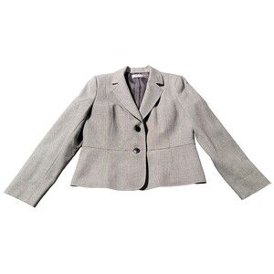 Kasper Gray Two Button Front Topper Career Blazer Suit Jacket Size 12P